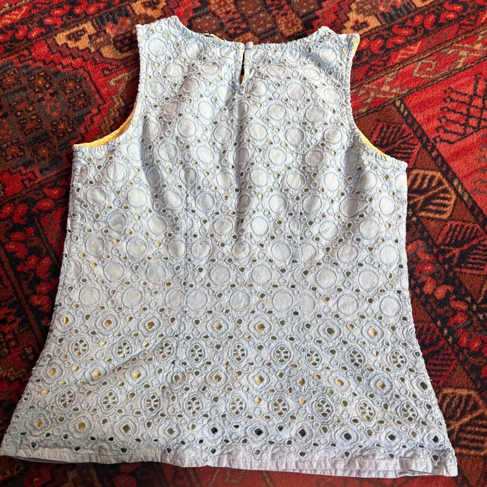 Boden Blue and Yellow Eyelet Sleeveless Blouse - Picture 2 of 5